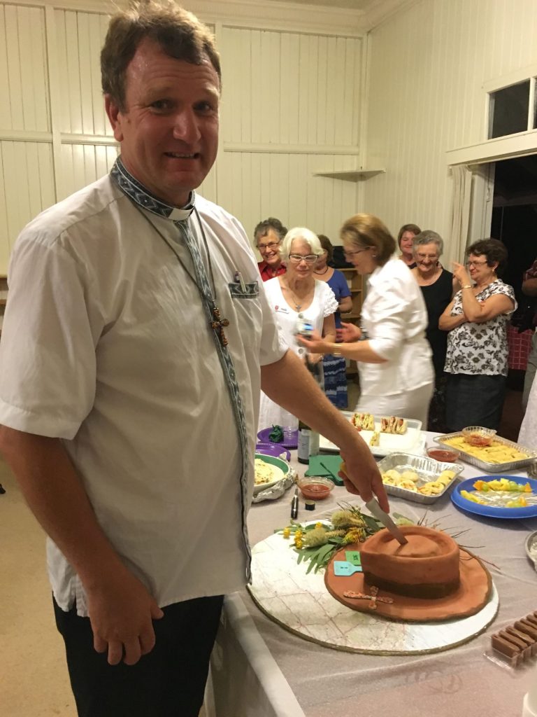 The Rev'd Stefan van Munster was presented with an akubra cake 