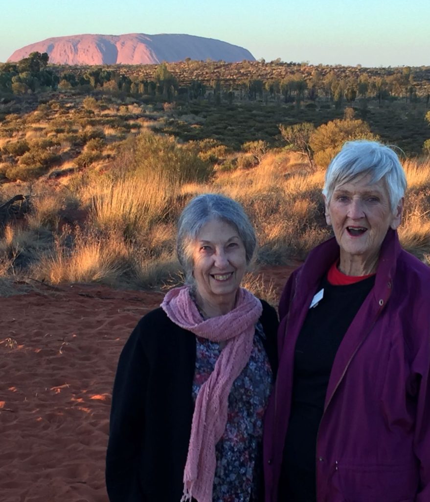 Jean Anderson and friend, Pat McPherson, at Uluru in 2019