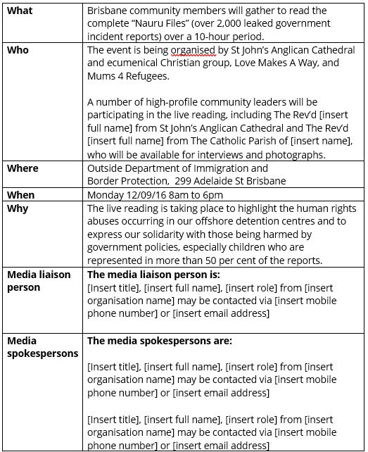 Media alert table