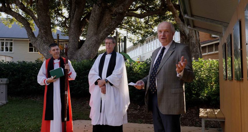 Bishop Jeremy Greaves, The Rev'd Michael Donaldson (Priest-in-Charge of The Parish of Sandgate-Northpoint) and Justice Peter Applegarth AM
