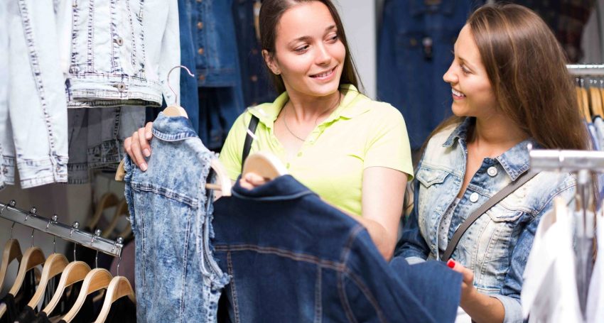 Women buying jeans