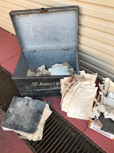 Tin box with marriage records