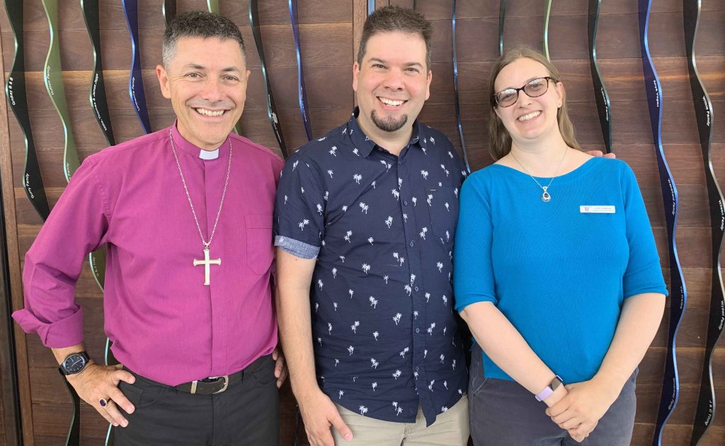 Amy Parker, Bishop Jeremy Greaves and The Rev'd Brad Henley