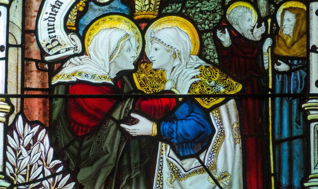 Stained-glass window of Mary and Martha