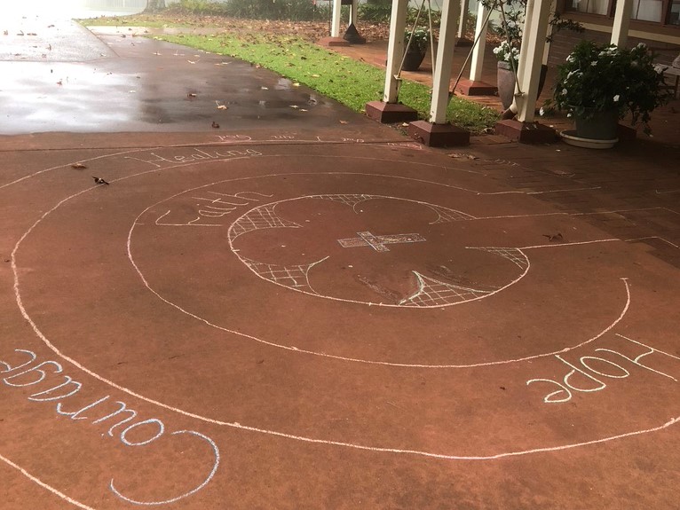 The evocative outdoor labyrinth at St George’s Tamborine available 24/7