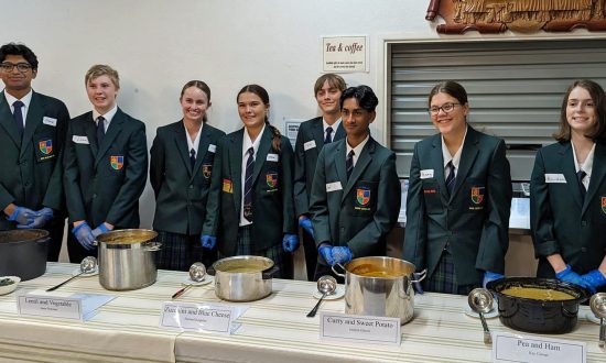 St Luke’s Anglican School students at the 27th annual Anglican Men's Society Lenten soup night at The Parish of Bundaberg in 2023