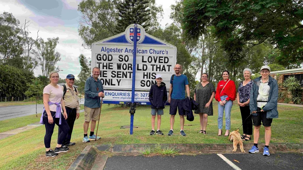 On Good Friday in 2023, Bishop John walked from Algester to Sunnybank with wife Frances and their spoodle puppy, The Rev’d Peter Moore, The Rev’d Chris Bate and The Rev’d Julianna Bate