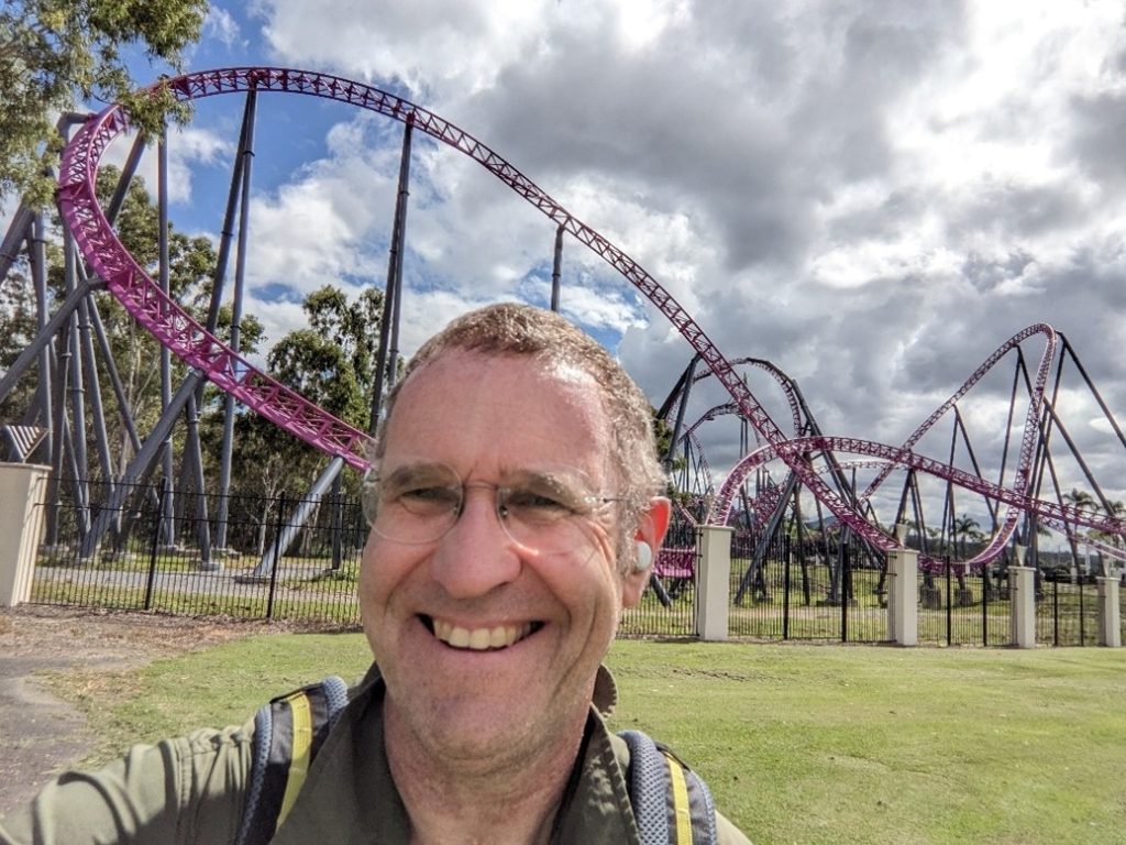 Bishop John Roundhill walked past Warner Bros. Movie World on the way to Holy Rood, Oxenford 