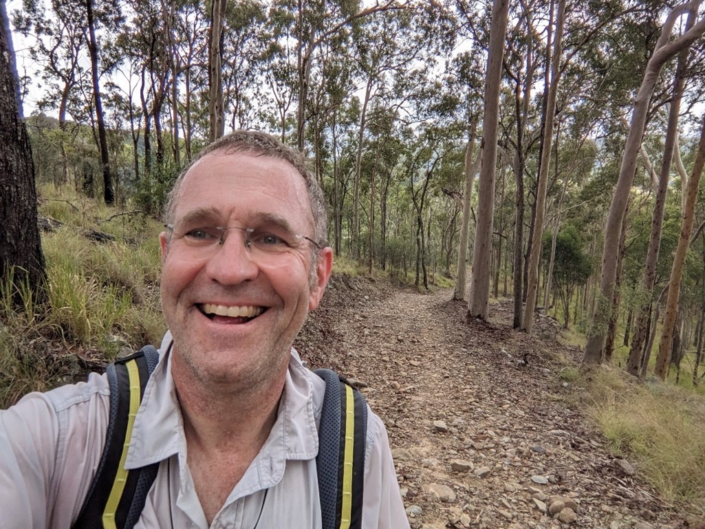 Bishop John Roundhill took this selfie while walking up a steep hill to Tamborine Mountain