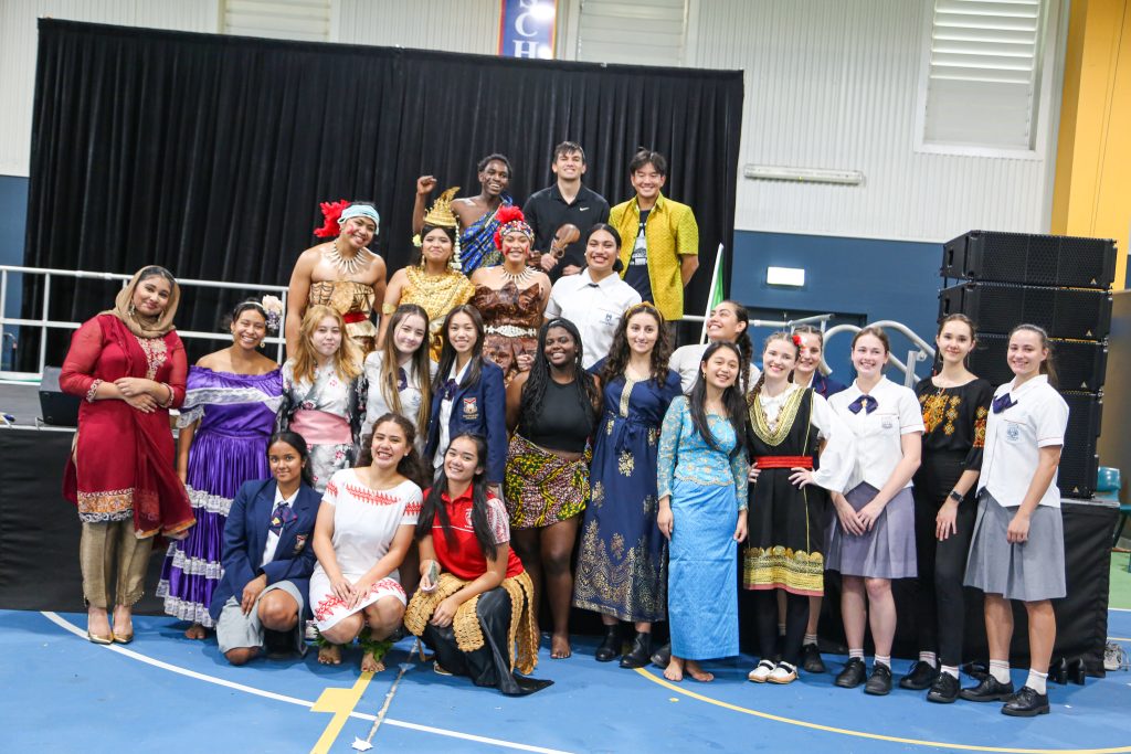 Canterbury College students in national dress