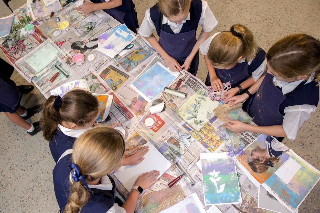 St Hilda's School, Gold Coast visual art students at work in their classroom in 2023