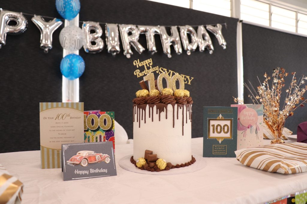 Sydney Bacon's 100th birthday cake