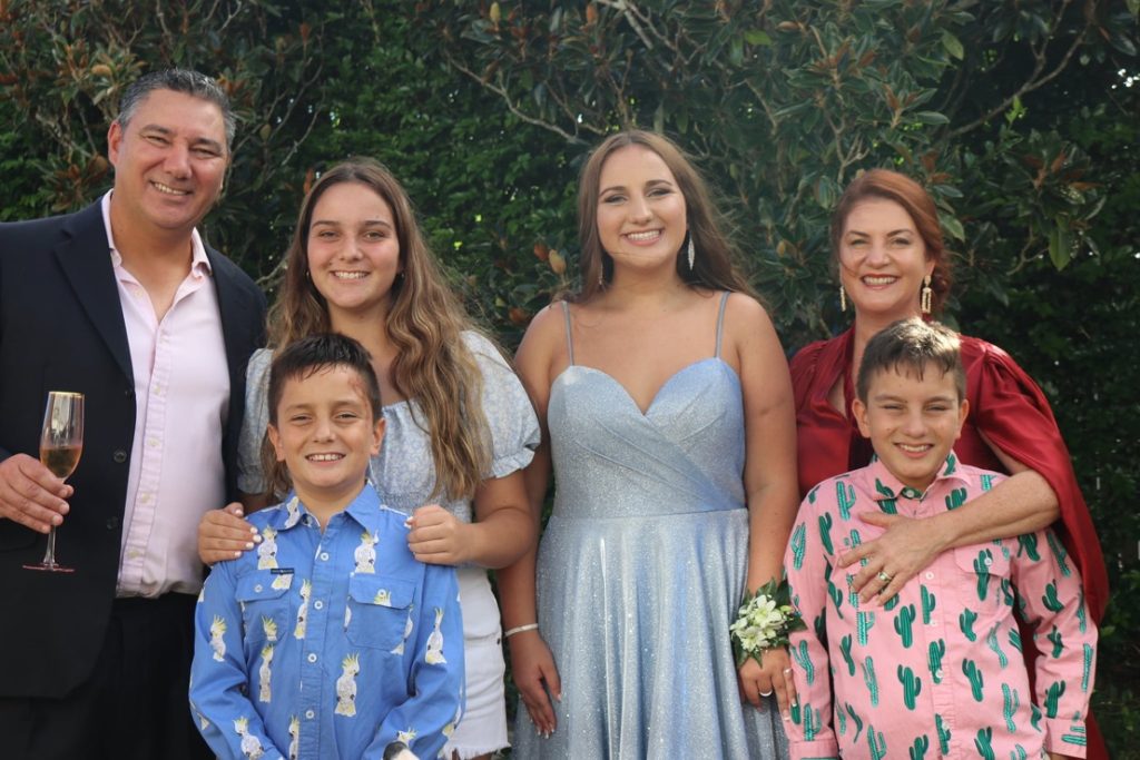 Paige Lena and her family at her Year 12 school formal in Noosa in April 2021