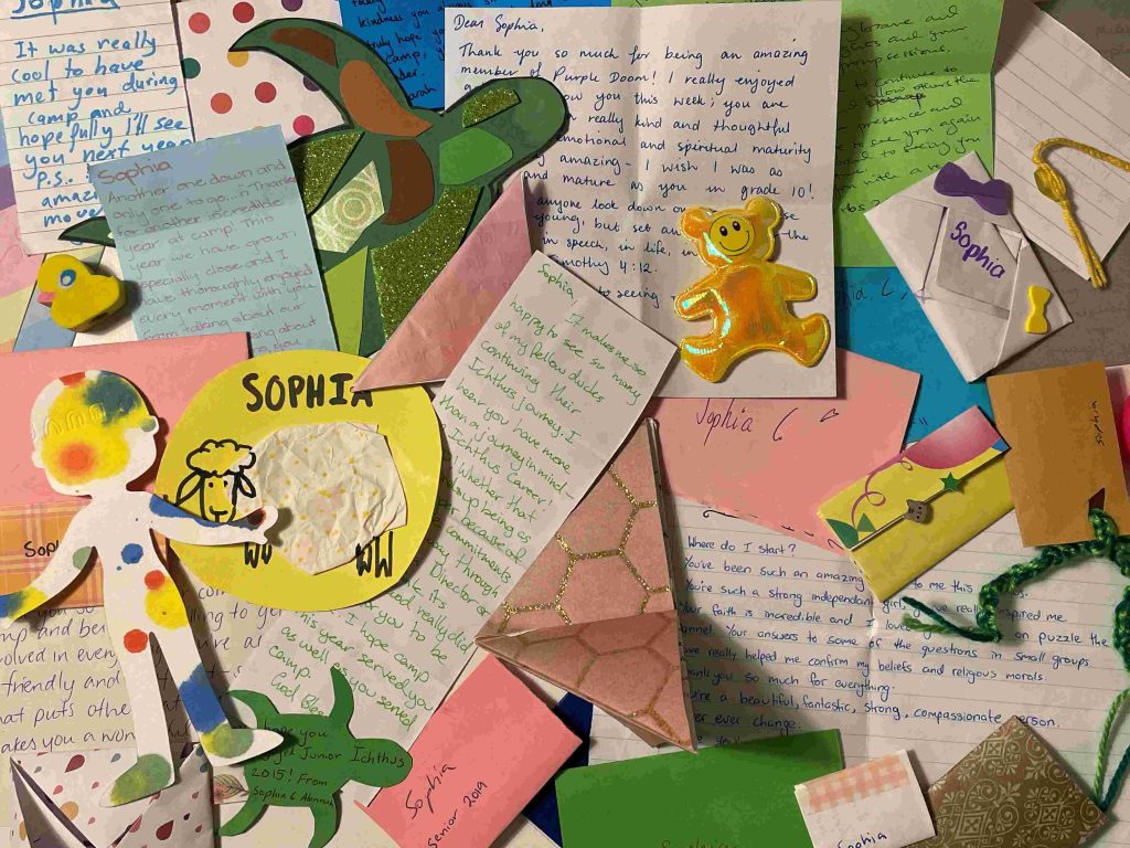 A selection of warm fuzzy letters from leaders and campers since Primary Ichthus in 2013